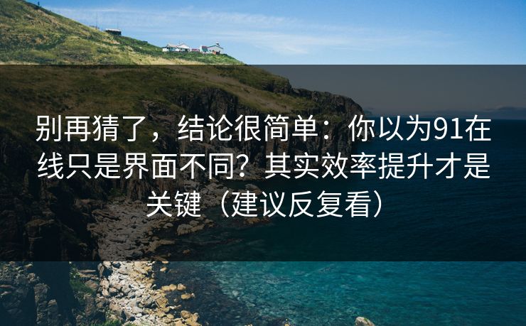 别再猜了，结论很简单：你以为91在线只是界面不同？其实效率提升才是关键（建议反复看）